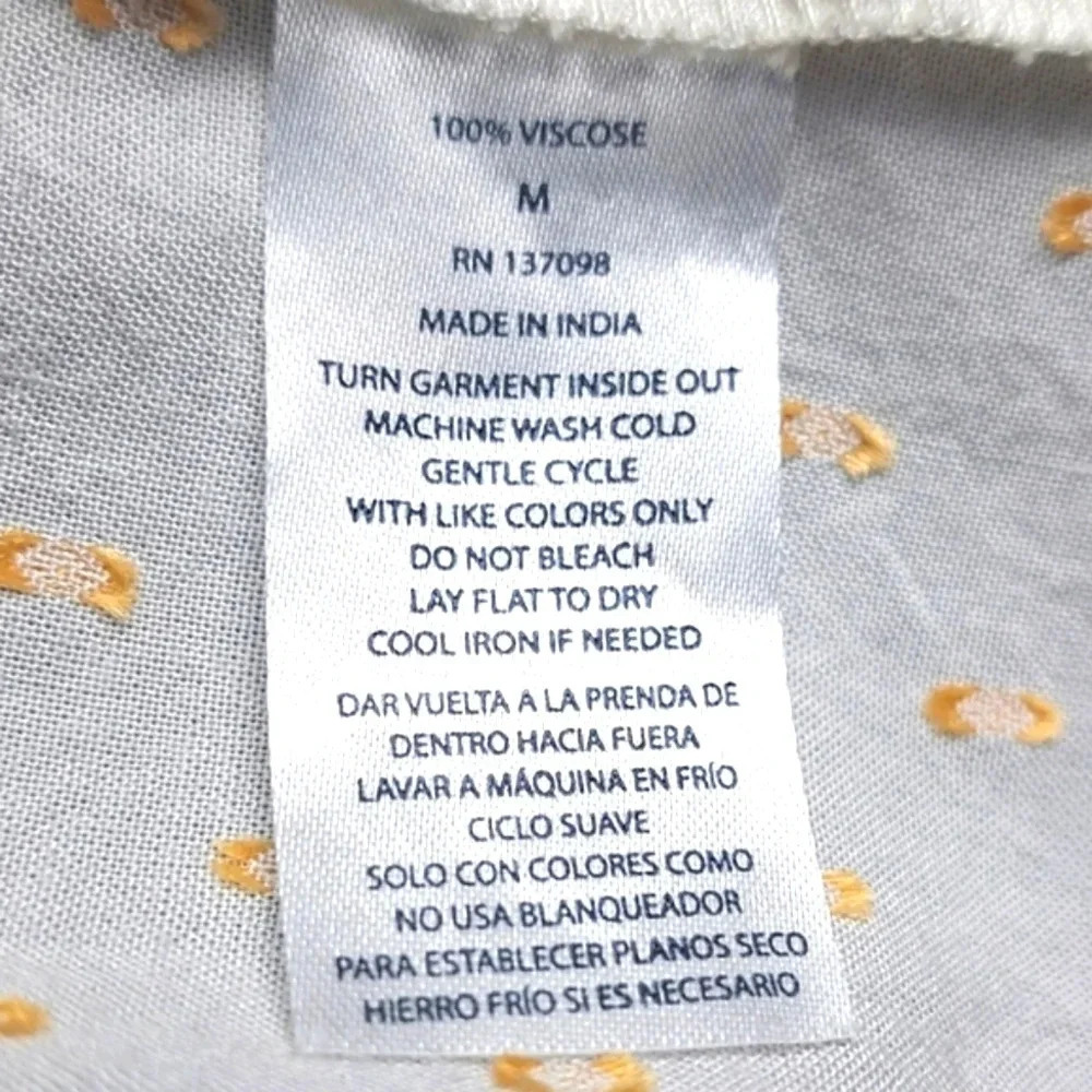 Aruba Blue Sleeveless Blouse, Ruffled Detail, Floral Embroidery sz M - Picture 7 of 8
